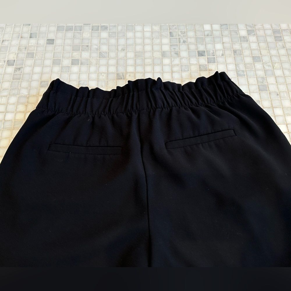 LOFT Relaxed Straight Leg Black Pants with Elastic Waist and Drawstring Waist - Picture 3 of 7